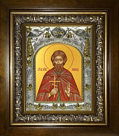 Икона освященная ''Леонид мученик'', в деревяном киоте