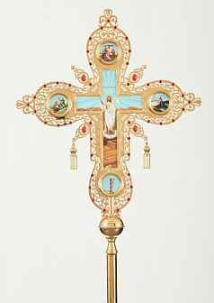 Крест-икона №15 запрестольная литые рамки гавировка фото золочение