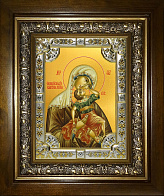 Икона освященная Пресвятой Богородицы Взыграние Младенца в деревянном киоте