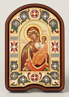 Икона именная № 2 эмаль,живопись, в деревянной рамке /золочение,электрофорез/Отрада и Утешение Божия Матерь