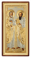 Икона живописная в киоте 50х110 масло, риза №161, киот №1 Петр Павел