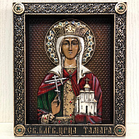 Икона Святая благоверная царица Грузии Тамара Великая, резная из дерева