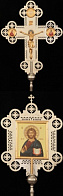 Крест-икона запрестольная с литым распятием гравировка част. золочение