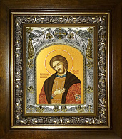 Икона Александр Невский, в деревяном киоте Икона Александр Невский, в деревяном киоте