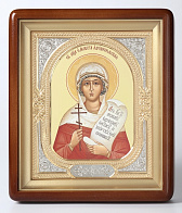 Икона в киоте 18х24 фигурный, фото, риза-рамка частично золочёная Елизавета