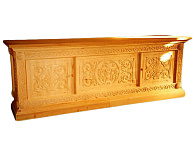 Стол под мощевик ''Сарапионова палата'' (3-х сторонняя резьба). Стол под мощевик ''Сарапионова палата'' (3-х сторонняя резьба).