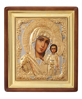 Икона живописная в киоте 24х30 масло, риза № 17, киот №1 Казанская БМ Икона живописная в киоте 24х30 масло, риза № 17, киот №1 Казанская БМ