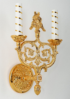 Лампада 2 свечи с херувимом золочение Лампада 2 свечи с херувимом золочение