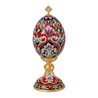 Яйцо пасхальное филигрань, эмаль, роспись на подставке №2 / золочение Яйцо пасхальное филигрань, эмаль, роспись на подставке №2 / золочение
