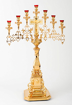 Семисвечник запрестольный с крестом золочение Семисвечник запрестольный с крестом золочение