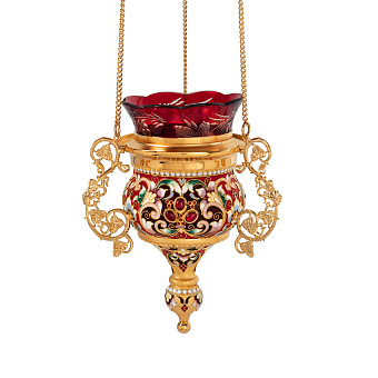 Лампада филигранная греческая с эмалью большая / золочение Лампада филигранная греческая с эмалью большая / золочение