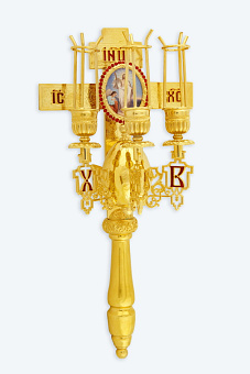 Трехсвечник пасхальный на кресте малый золочение Трехсвечник пасхальный на кресте малый золочение