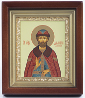 Икона в киоте 11х13 сложный, темпера, рамка золочёная Димитрий Донской Икона в киоте 11х13 сложный, темпера, рамка золочёная Димитрий Донской