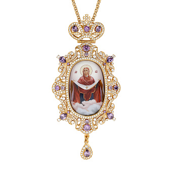 Панагия №210 / Фианиты деколь / золочение / Покров Панагия №210 / Фианиты деколь / золочение / Покров