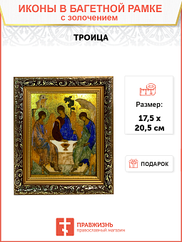 Икона Троица с золочением, узкая рамка 17,5х20,5х2 см Икона Троица с золочением, узкая рамка 17,5х20,5х2 см