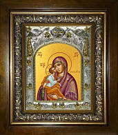 Акафистная икона Божией Матери, в деревянном киоте