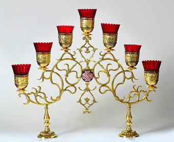Семисвечник напрестольный малый золочение Семисвечник напрестольный малый золочение