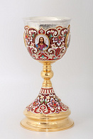 Потир 1.5л 4-финифти, филигрань, эмаль / золочение / серебряный стакан (УИН) Потир 1.5л 4-финифти, филигрань, эмаль / золочение / серебряный стакан (УИН)