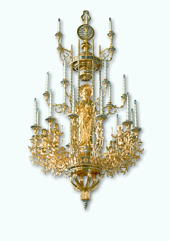 Паникадило 3 яруса 24 свечи с апостолами золочение Паникадило 3 яруса 24 свечи с апостолами золочение