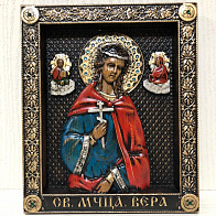Икона Святая мученица Вера Римская, резная из дерева