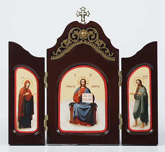 Cкладень "Господь Вседержитель Богородица Казанская", резной (узор малый) Cкладень "Господь Вседержитель Богородица Казанская", резной (узор малый)