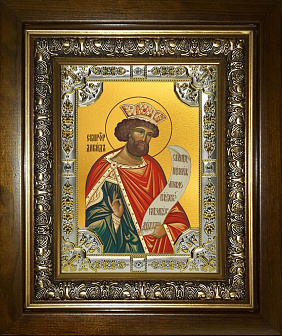 Икона освященная Давид царь и пророк в деревянном киоте