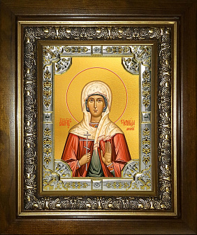 Икона освященная Стефанида мученица в деревянном киоте
