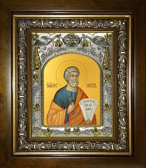 Икона освященная ''Пётр апостол'', в деревяном киоте