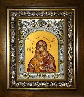 Икона освященная Донская Божия Матерь в деревянном киоте